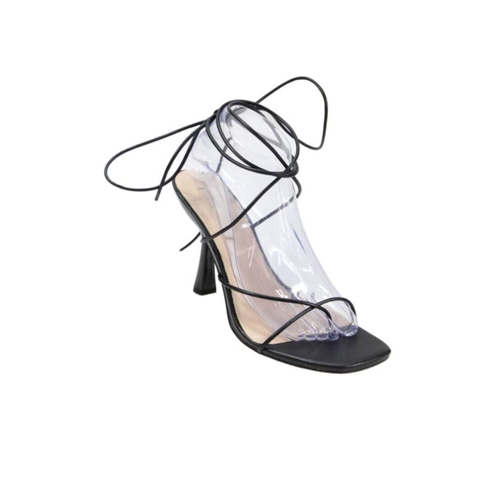 Alamour Womens Laila Strappy Square Toe High Heels Shoes Black Size 8